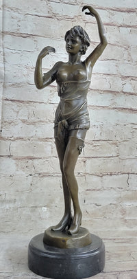 Hot Cast Bronze Semi Nude Exposed Female Figure Girl in Negligee Lingerie Art