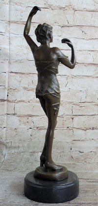Hot Cast Bronze Semi Nude Exposed Female Figure Girl in Negligee Lingerie Art