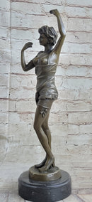 Hot Cast Bronze Semi Nude Exposed Female Figure Girl in Negligee Lingerie Art