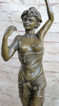 Hot Cast Bronze Semi Nude Exposed Female Figure Girl in Negligee Lingerie Art