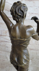 Hot Cast Bronze Semi Nude Exposed Female Figure Girl in Negligee Lingerie Art