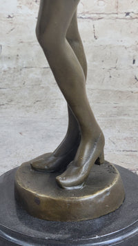 Hot Cast Bronze Semi Nude Exposed Female Figure Girl in Negligee Lingerie Art