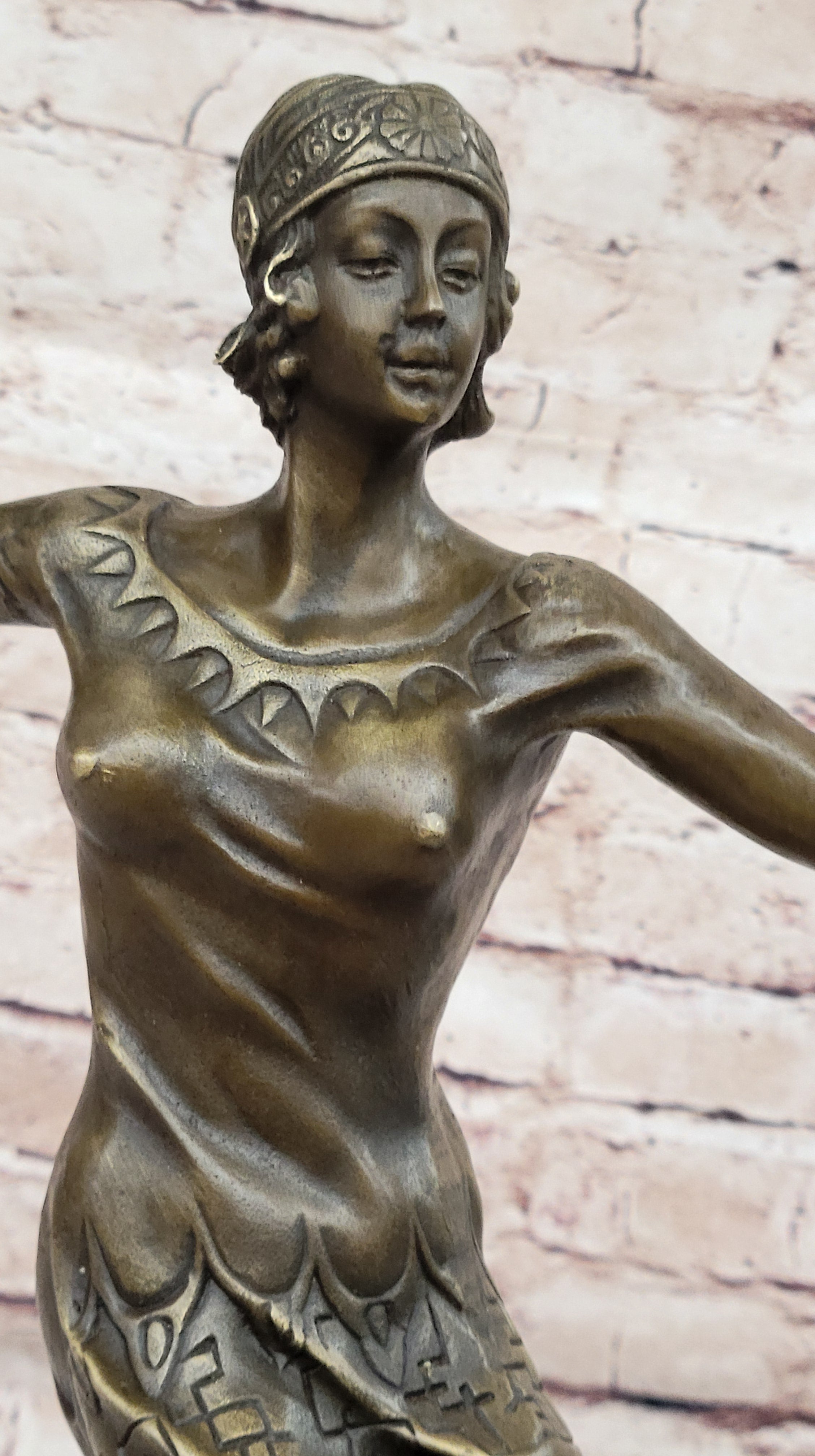 Chiparus Art Deco Dancer Girl Bronze Figure Statue Sculpture on Marble Base 16" x 10"