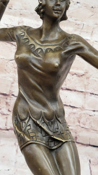 Chiparus Art Deco Dancer Girl Bronze Figure Statue Sculpture on Marble Base 16" x 10"