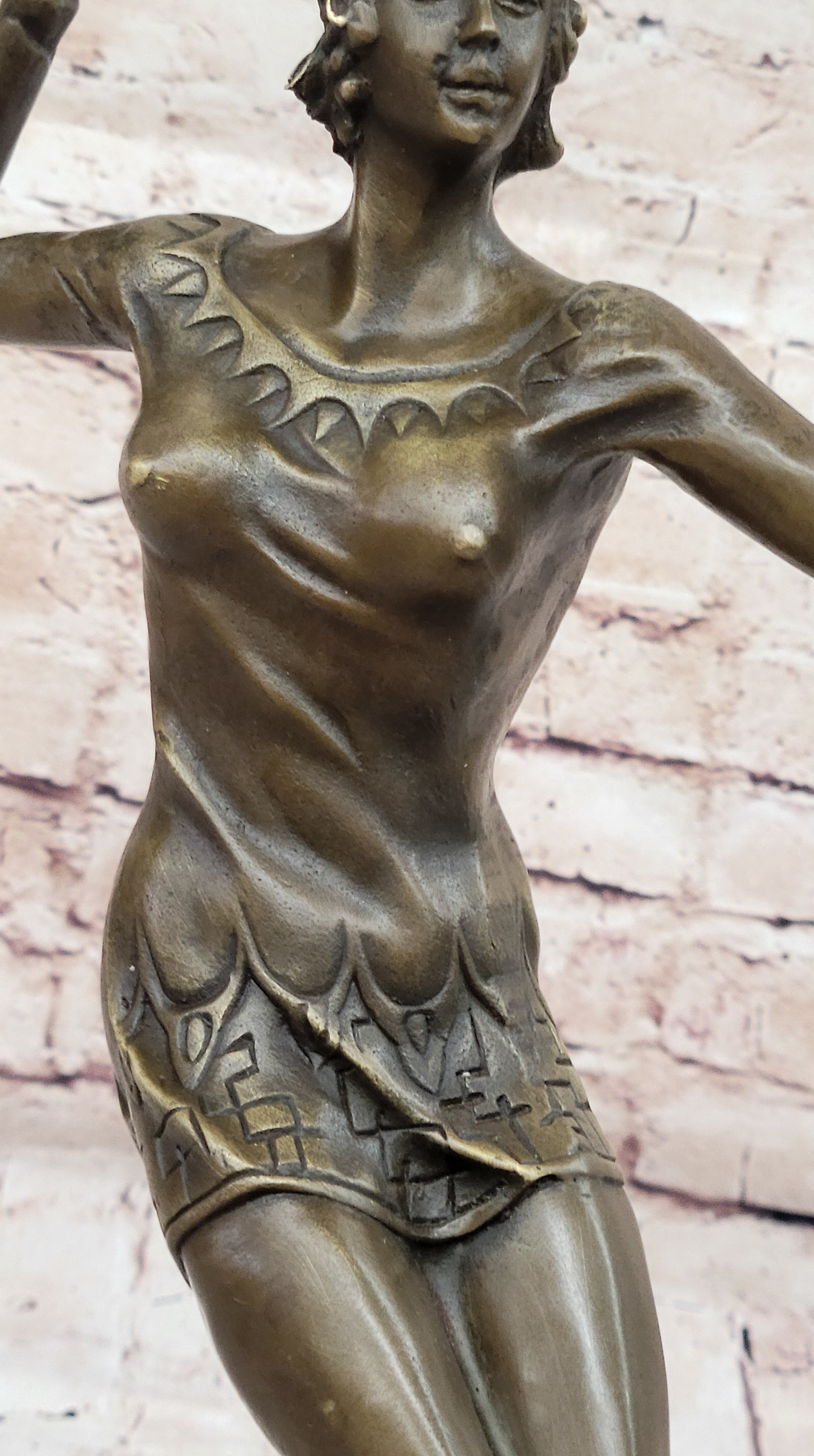 Chiparus Art Deco Dancer Girl Bronze Figure Statue Sculpture on Marble Base 16" x 10"