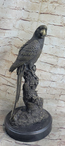 Hot Cast Bronze Parrot Bird Sculpture Signed Art on Marble Base