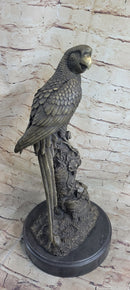 Hot Cast Bronze Parrot Bird Sculpture Signed Art on Marble Base