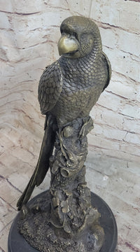 Hot Cast Bronze Parrot Bird Sculpture Signed Art on Marble Base