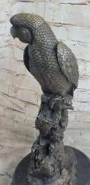 Hot Cast Bronze Parrot Bird Sculpture Signed Art on Marble Base