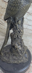 Hot Cast Bronze Parrot Bird Sculpture Signed Art on Marble Base