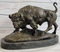 American Buffalo Bison Bull Bronze Sculpture by Barye