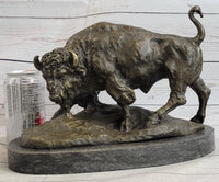 American Buffalo Bison Bull Bronze Sculpture by Barye