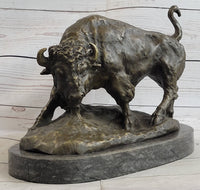 American Buffalo Bison Bull Bronze Sculpture by Barye