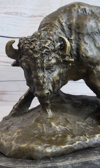 American Buffalo Bison Bull Bronze Sculpture by Barye
