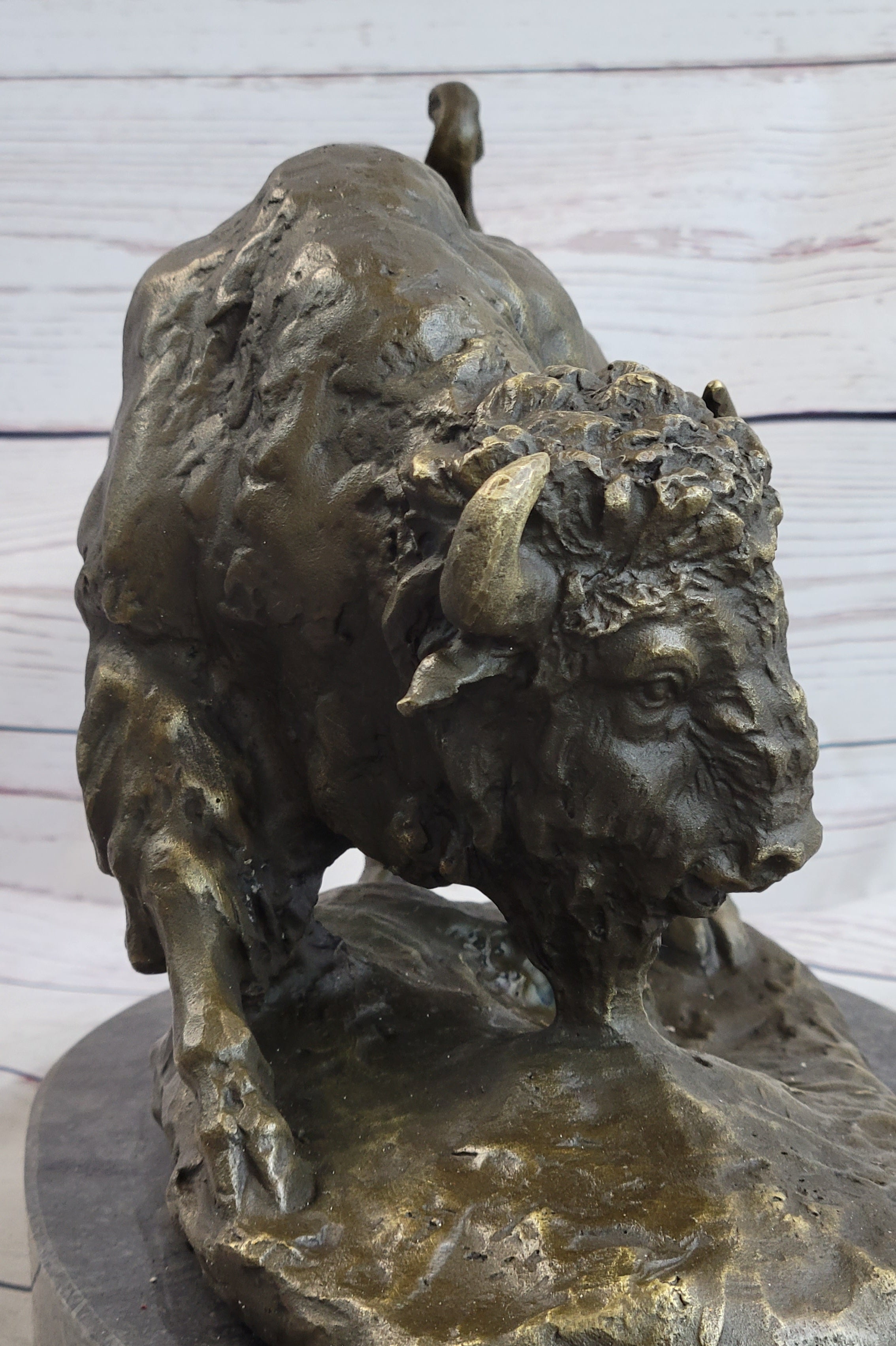American Buffalo Bison Bull Bronze Sculpture by Barye