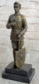 Russian Tzar Guard Eagle Symbol Bronze Art Deco Marble Figure