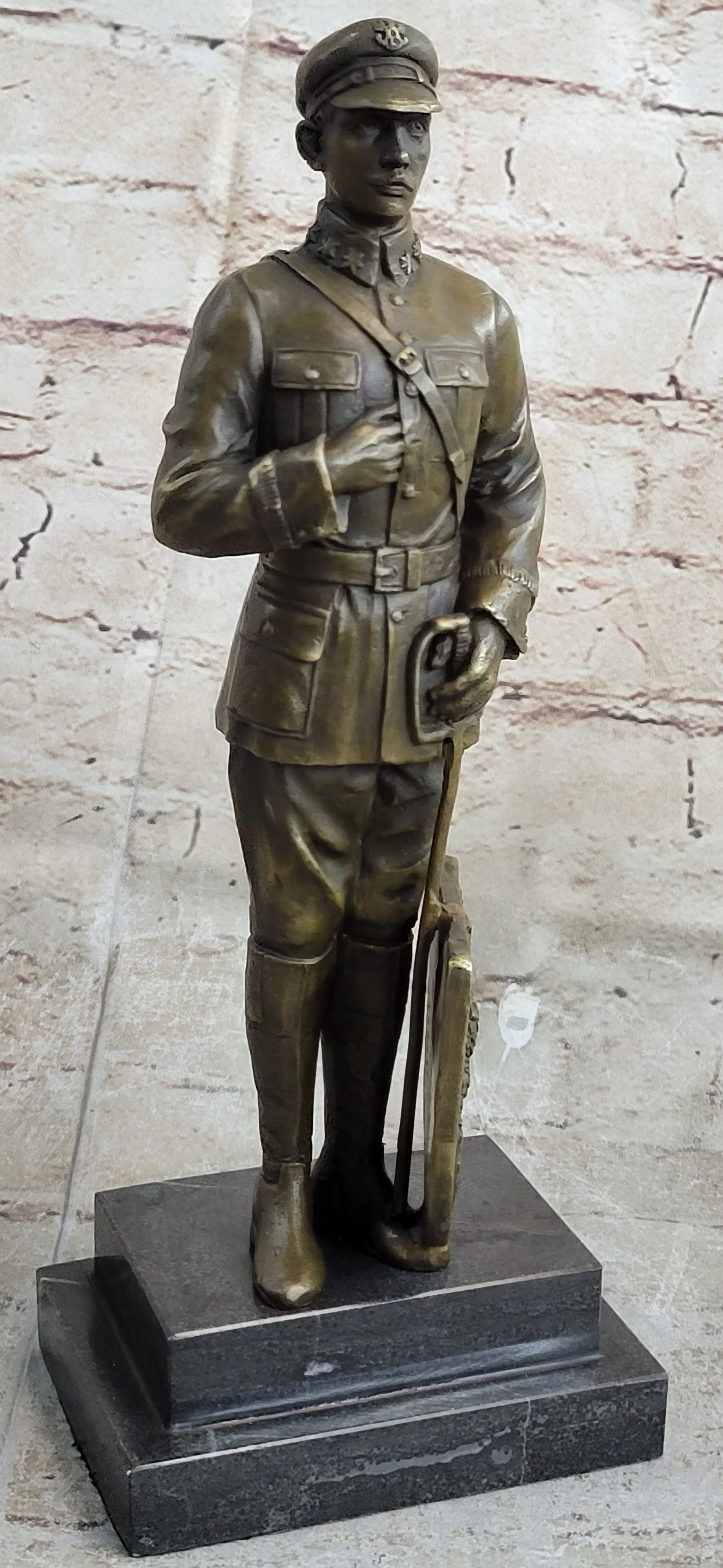 Russian Tzar Guard Eagle Symbol Bronze Art Deco Marble Figure
