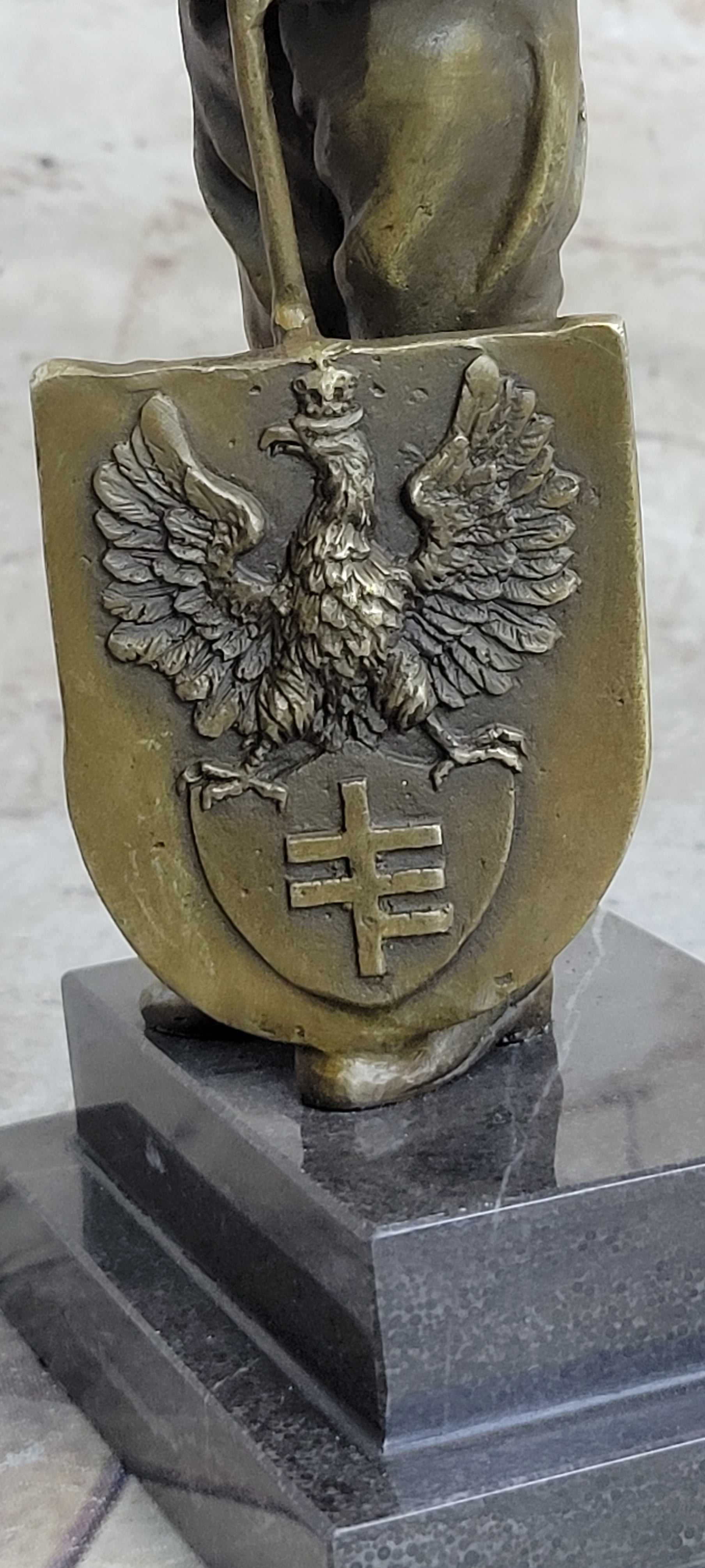 Russian Tzar Guard Eagle Symbol Bronze Art Deco Marble Figure