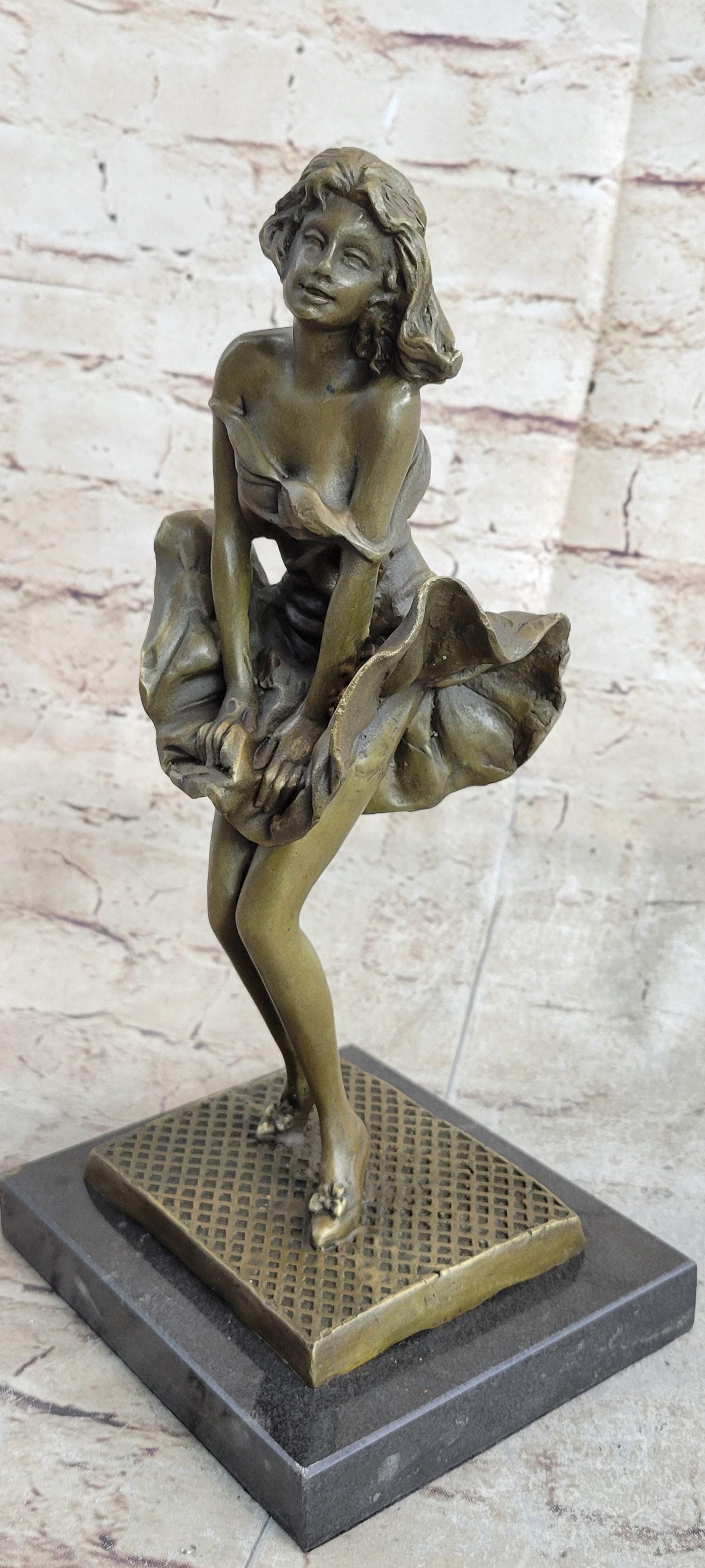 Art Deco Marylin Monroe Seven Year Itch Solid Bronze Sculpture