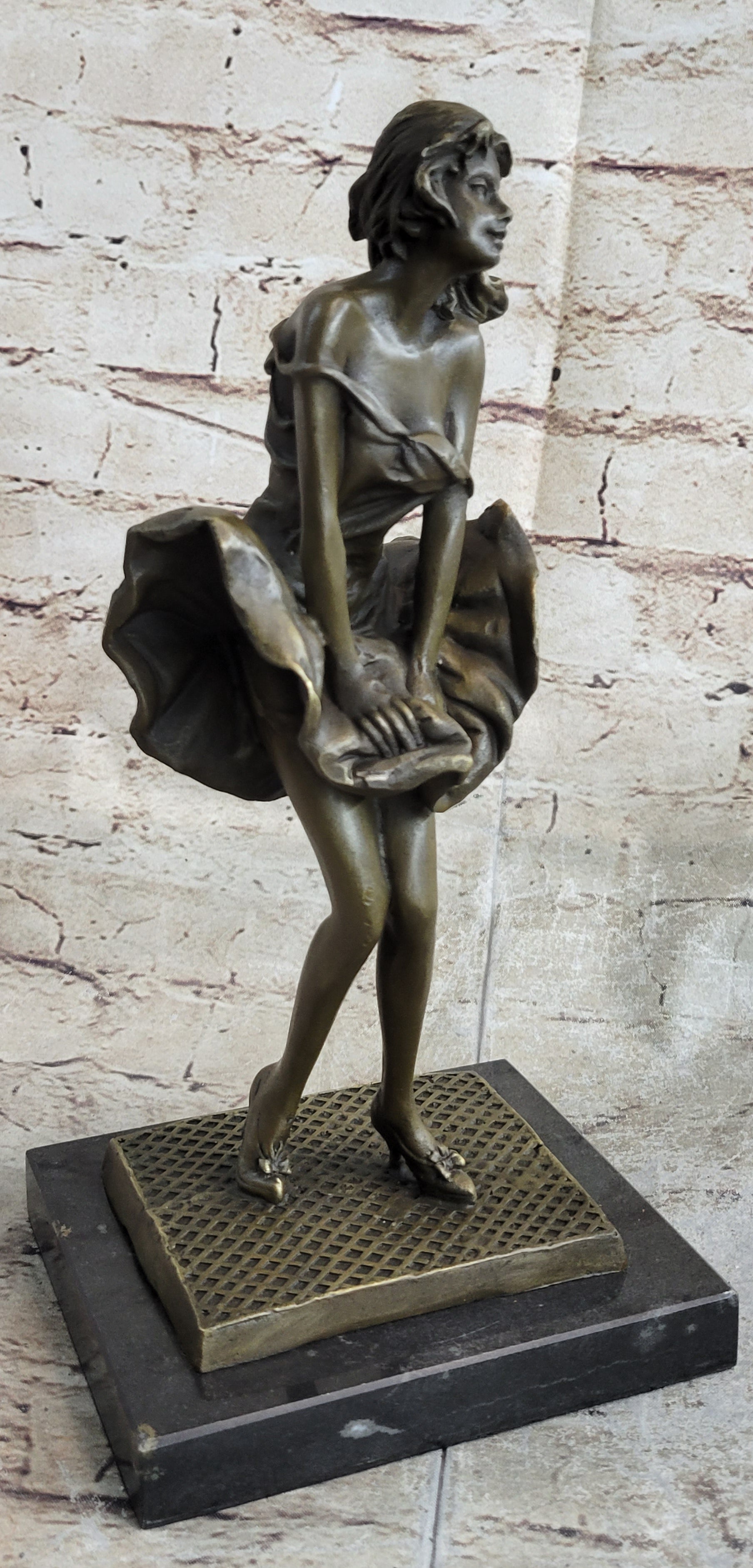 Art Deco Marylin Monroe Seven Year Itch Solid Bronze Sculpture