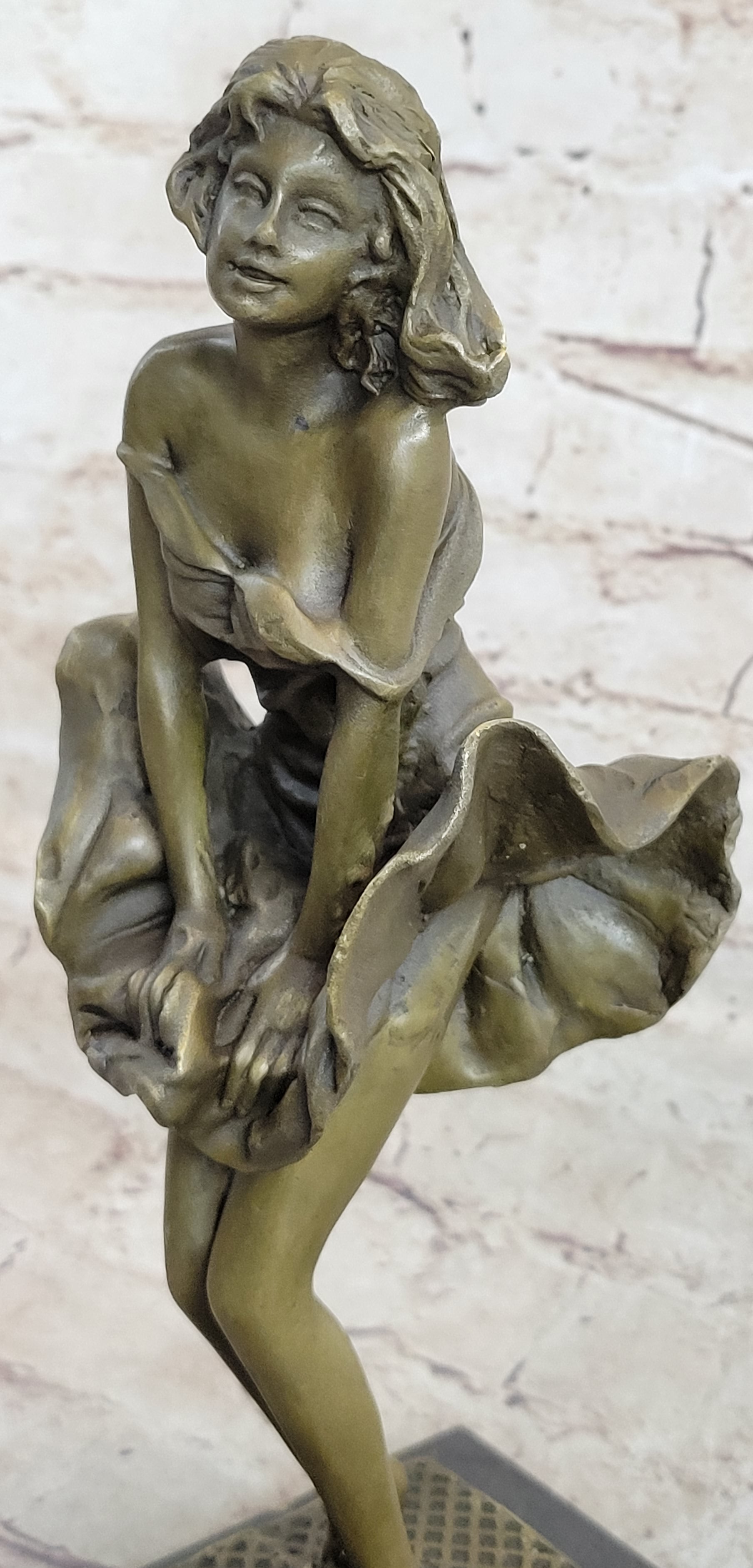 Art Deco Marylin Monroe Seven Year Itch Solid Bronze Sculpture