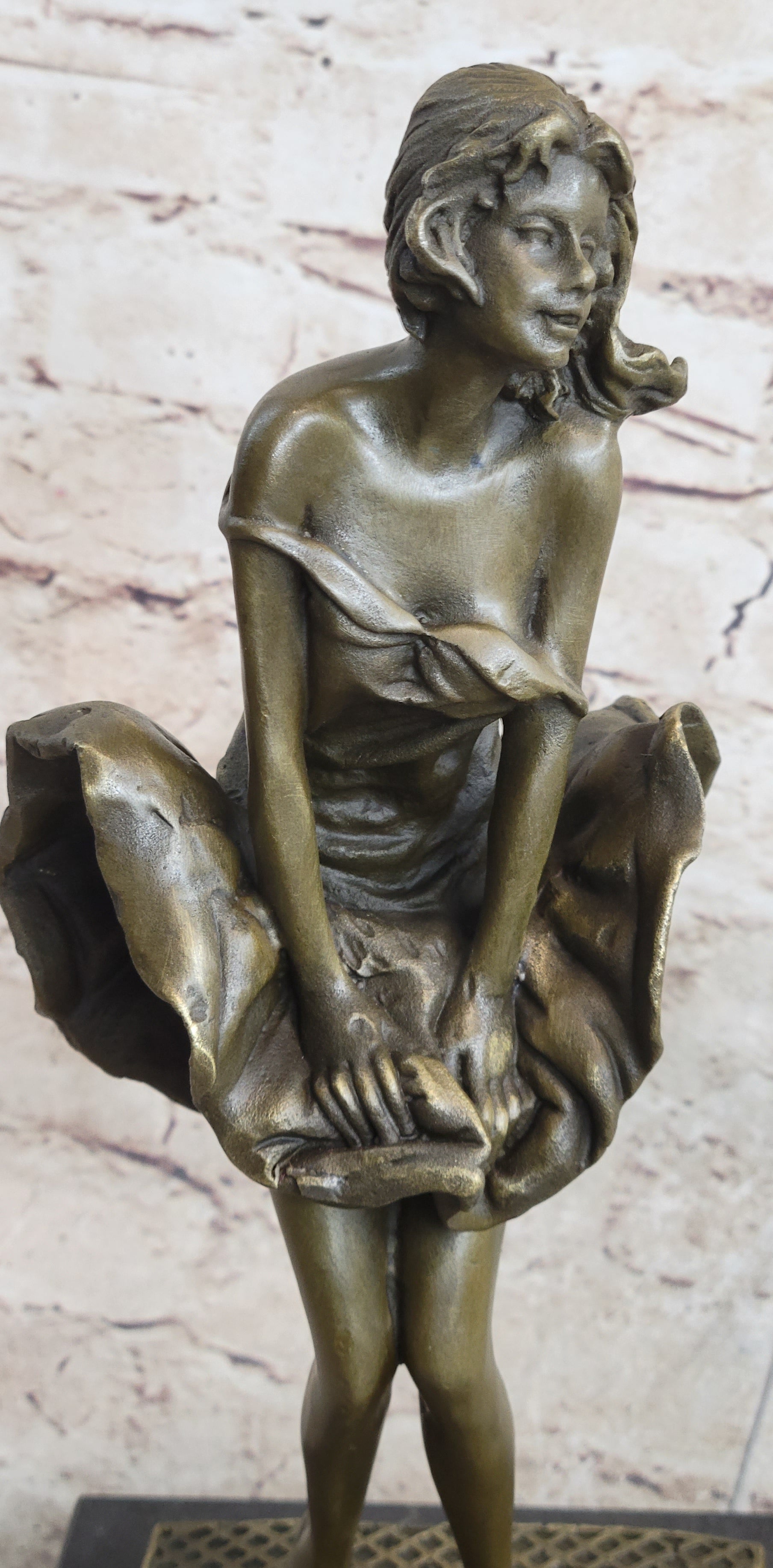 Art Deco Marylin Monroe Seven Year Itch Solid Bronze Sculpture