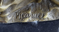 Signed Beautiful Maiden Ponders Leaning Against Vase Bronze