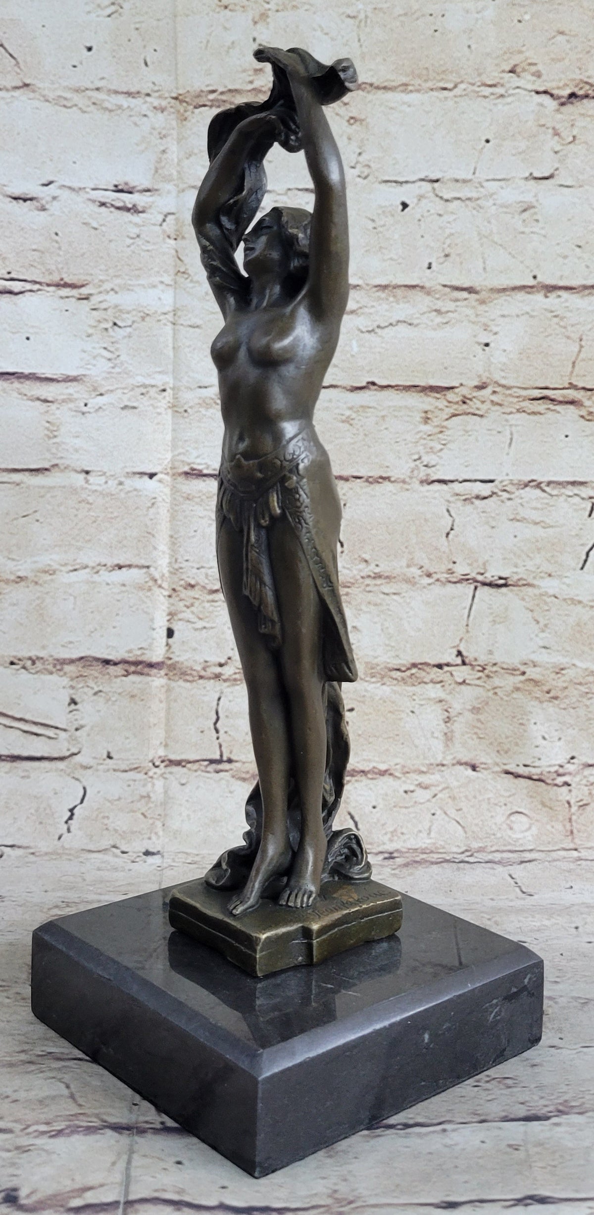 SEMI NUDE DANCER BRONZE SCULPTURE STATUE ART DECO NOUVEAU MARBLE SCULPTURE DECOR
