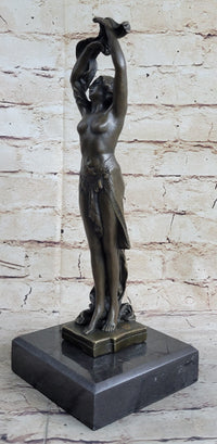 SEMI NUDE DANCER BRONZE SCULPTURE STATUE ART DECO NOUVEAU MARBLE SCULPTURE DECOR
