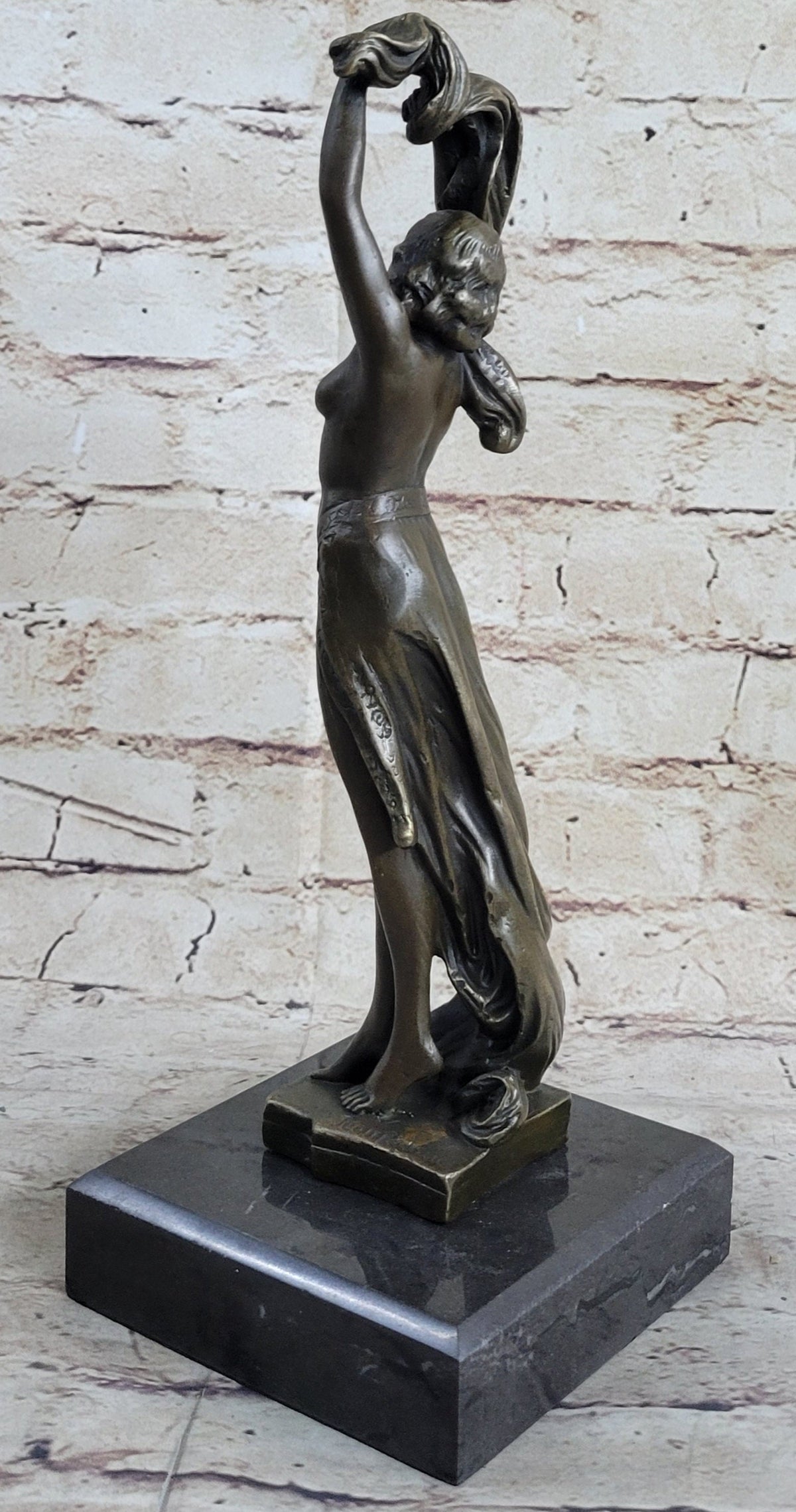 SEMI NUDE DANCER BRONZE SCULPTURE STATUE ART DECO NOUVEAU MARBLE SCULPTURE DECOR