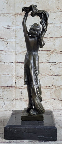 SEMI NUDE DANCER BRONZE SCULPTURE STATUE ART DECO NOUVEAU MARBLE SCULPTURE DECOR