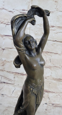 SEMI NUDE DANCER BRONZE SCULPTURE STATUE ART DECO NOUVEAU MARBLE SCULPTURE DECOR