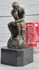 The Thinker by Auguste Rodin Bronze Sculpture on Marble Base