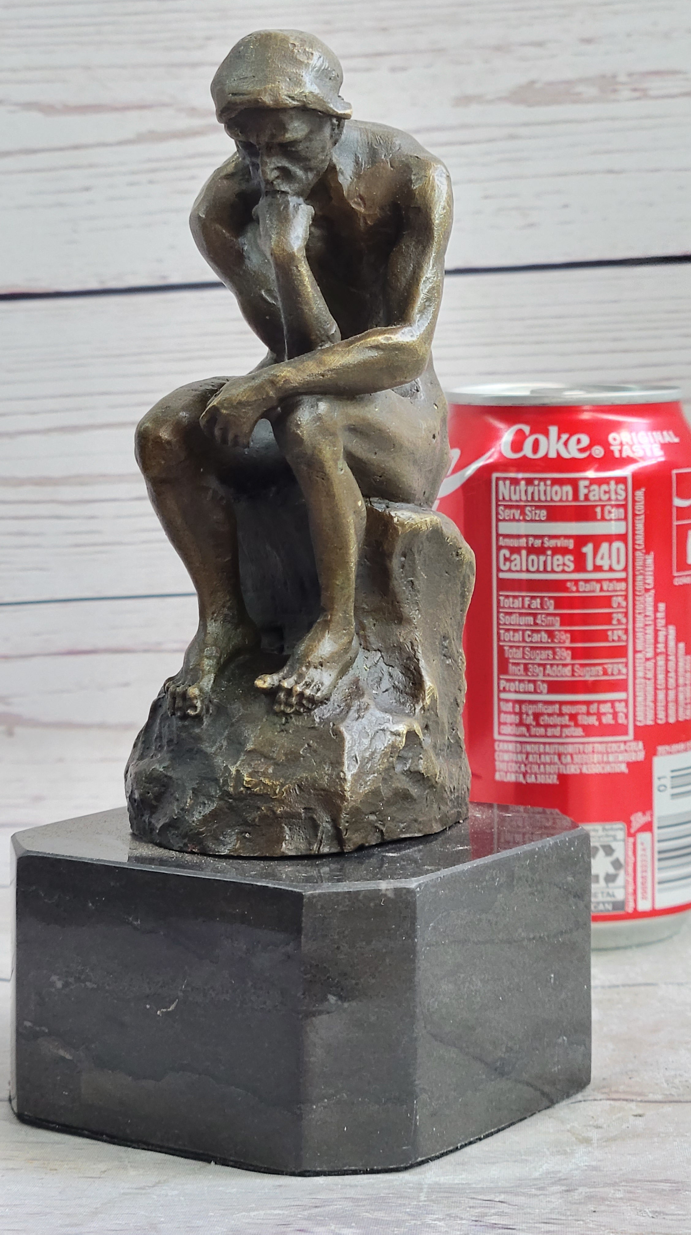 The Thinker by Auguste Rodin Bronze Sculpture on Marble Base