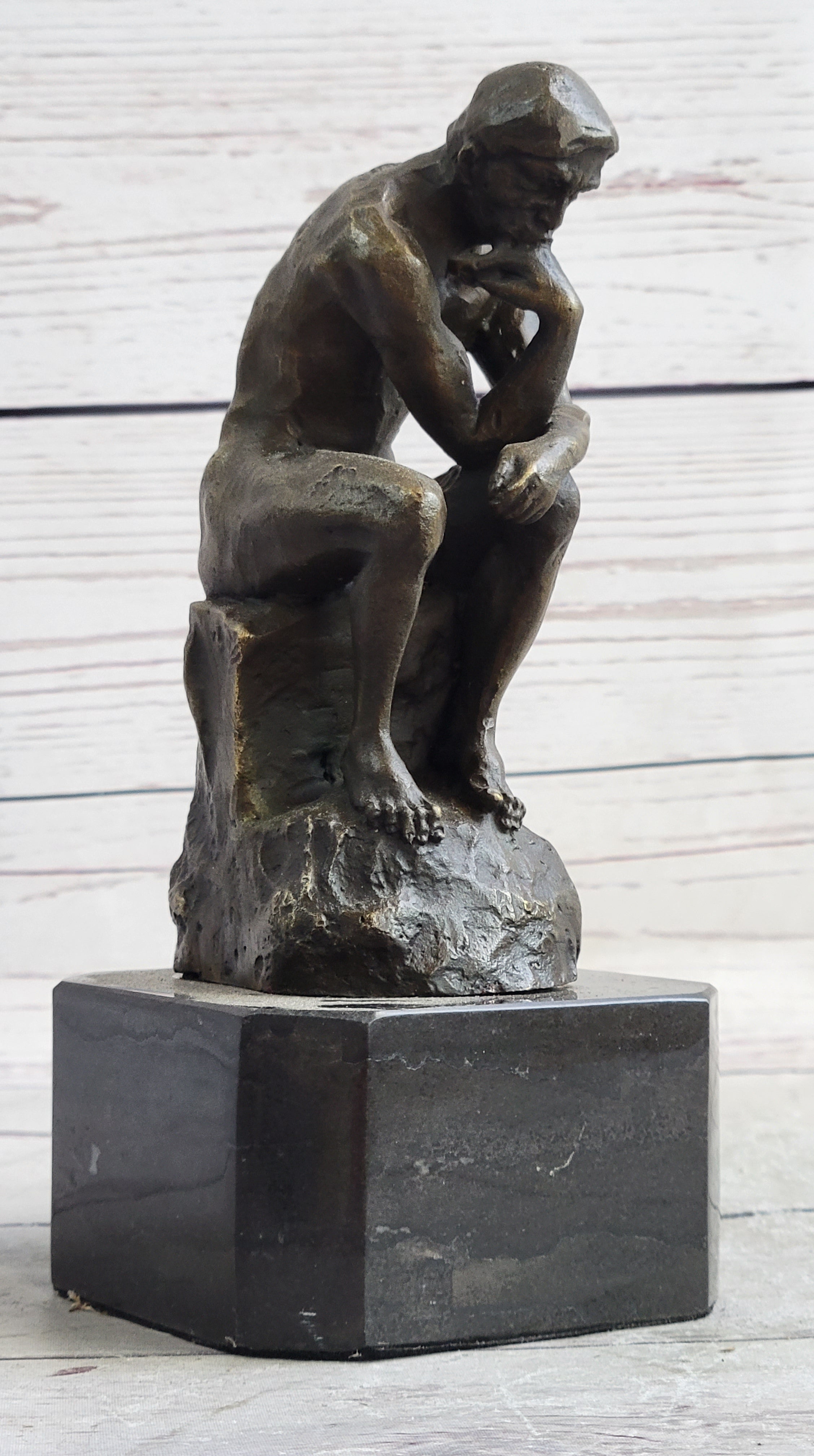 The Thinker by Auguste Rodin Bronze Sculpture on Marble Base