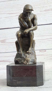 The Thinker by Auguste Rodin Bronze Sculpture on Marble Base