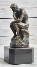 The Thinker by Auguste Rodin Bronze Sculpture on Marble Base