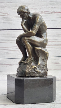 The Thinker by Auguste Rodin Bronze Sculpture on Marble Base