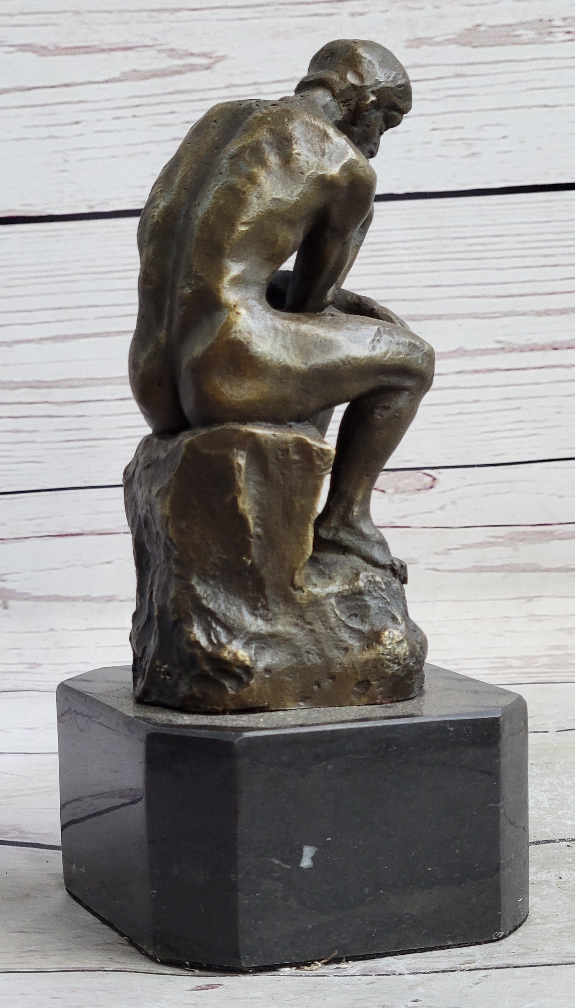 The Thinker by Auguste Rodin Bronze Sculpture on Marble Base