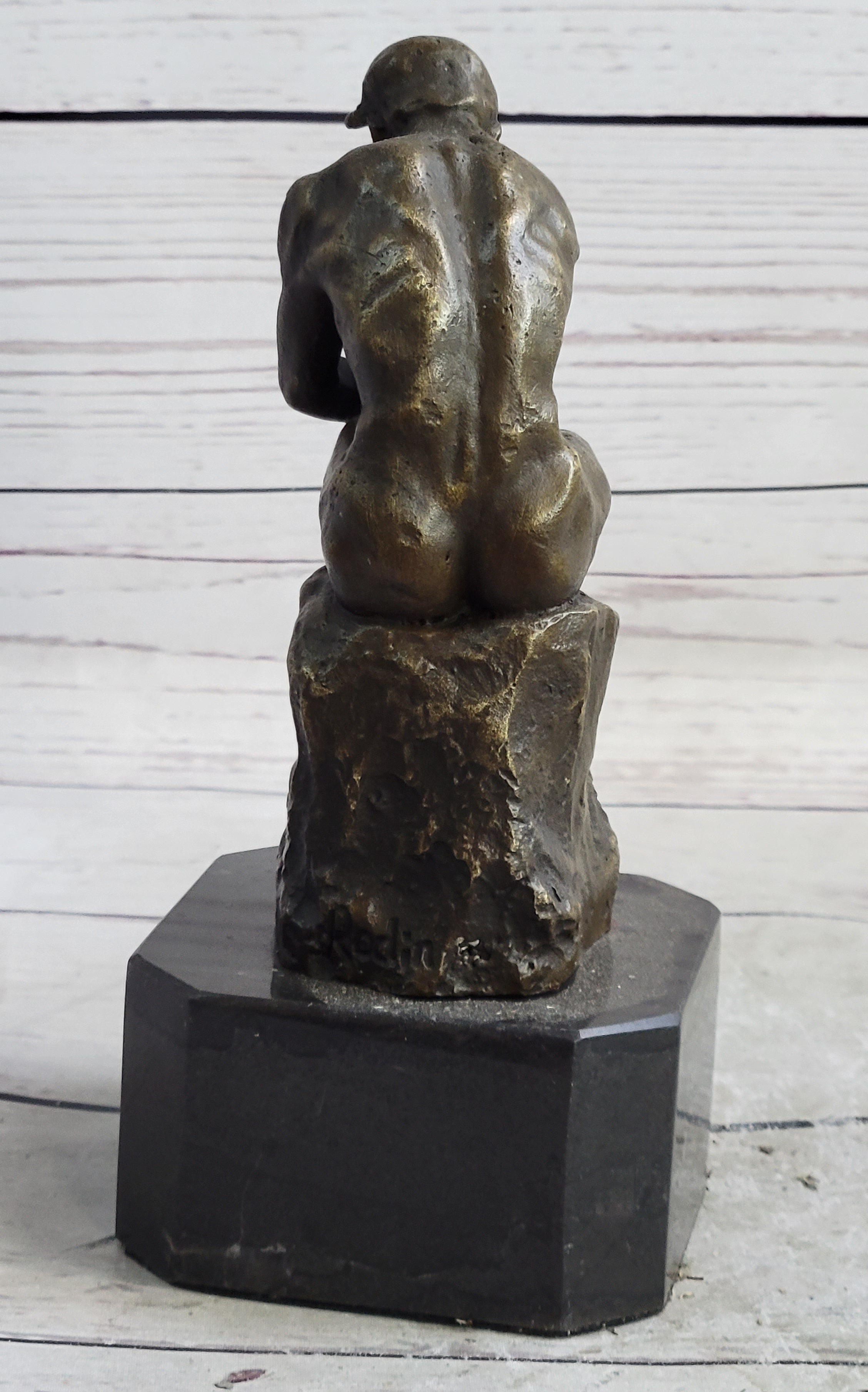 The Thinker by Auguste Rodin Bronze Sculpture on Marble Base
