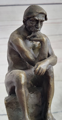The Thinker by Auguste Rodin Bronze Sculpture on Marble Base