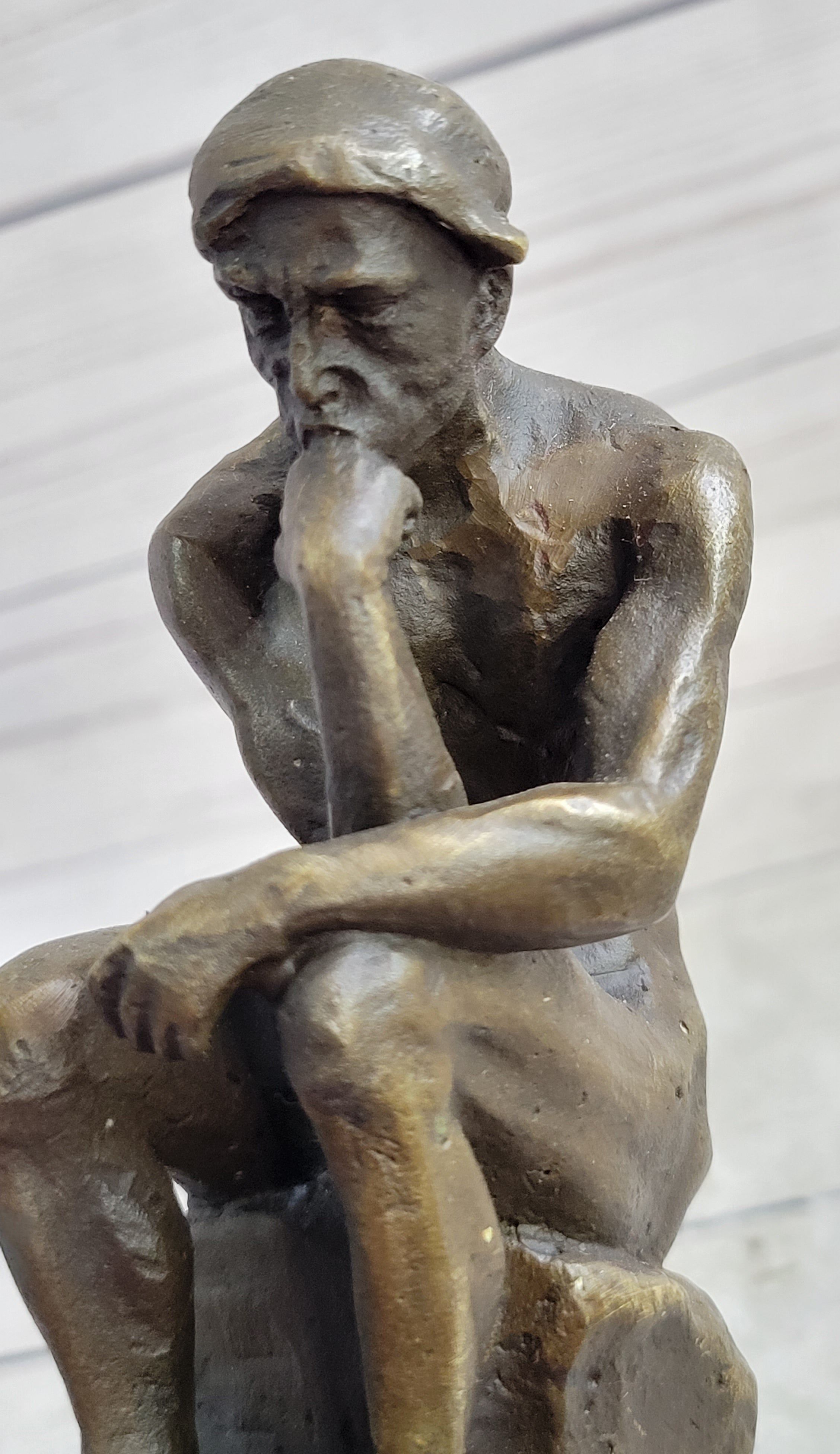 The Thinker by Auguste Rodin Bronze Sculpture on Marble Base