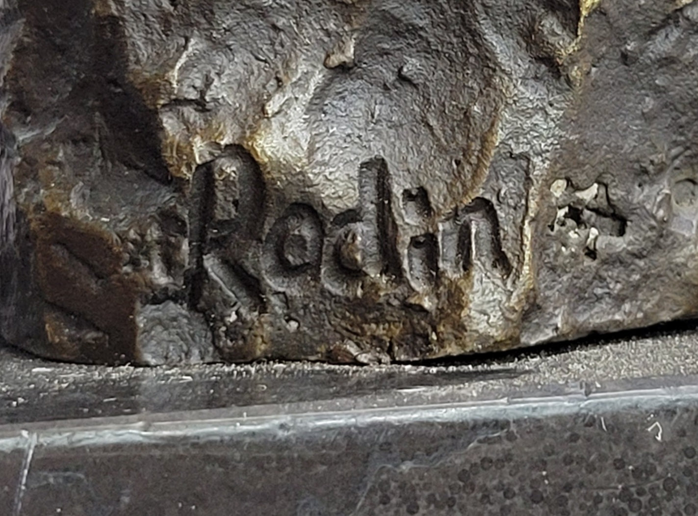 The Thinker by Auguste Rodin Bronze Sculpture on Marble Base