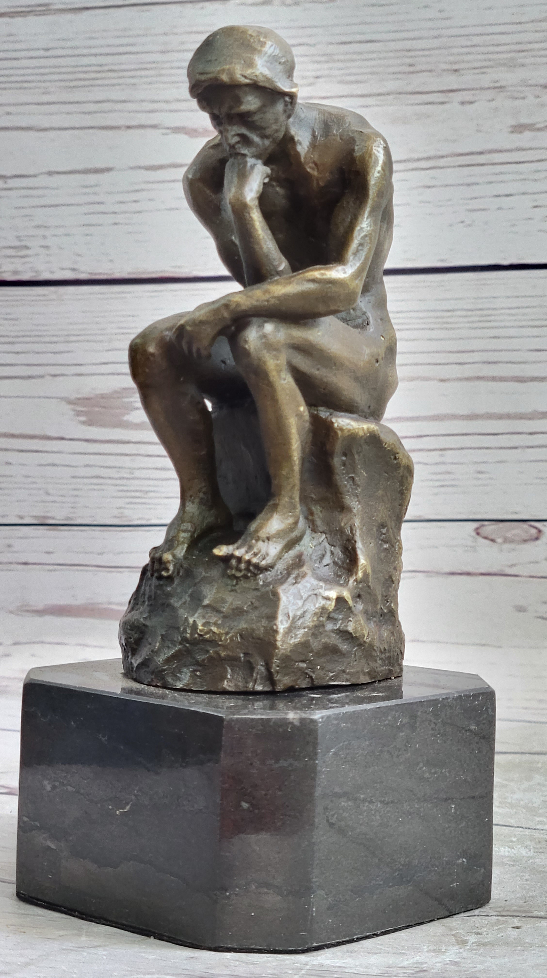 The Thinker by Auguste Rodin Bronze Sculpture on Marble Base