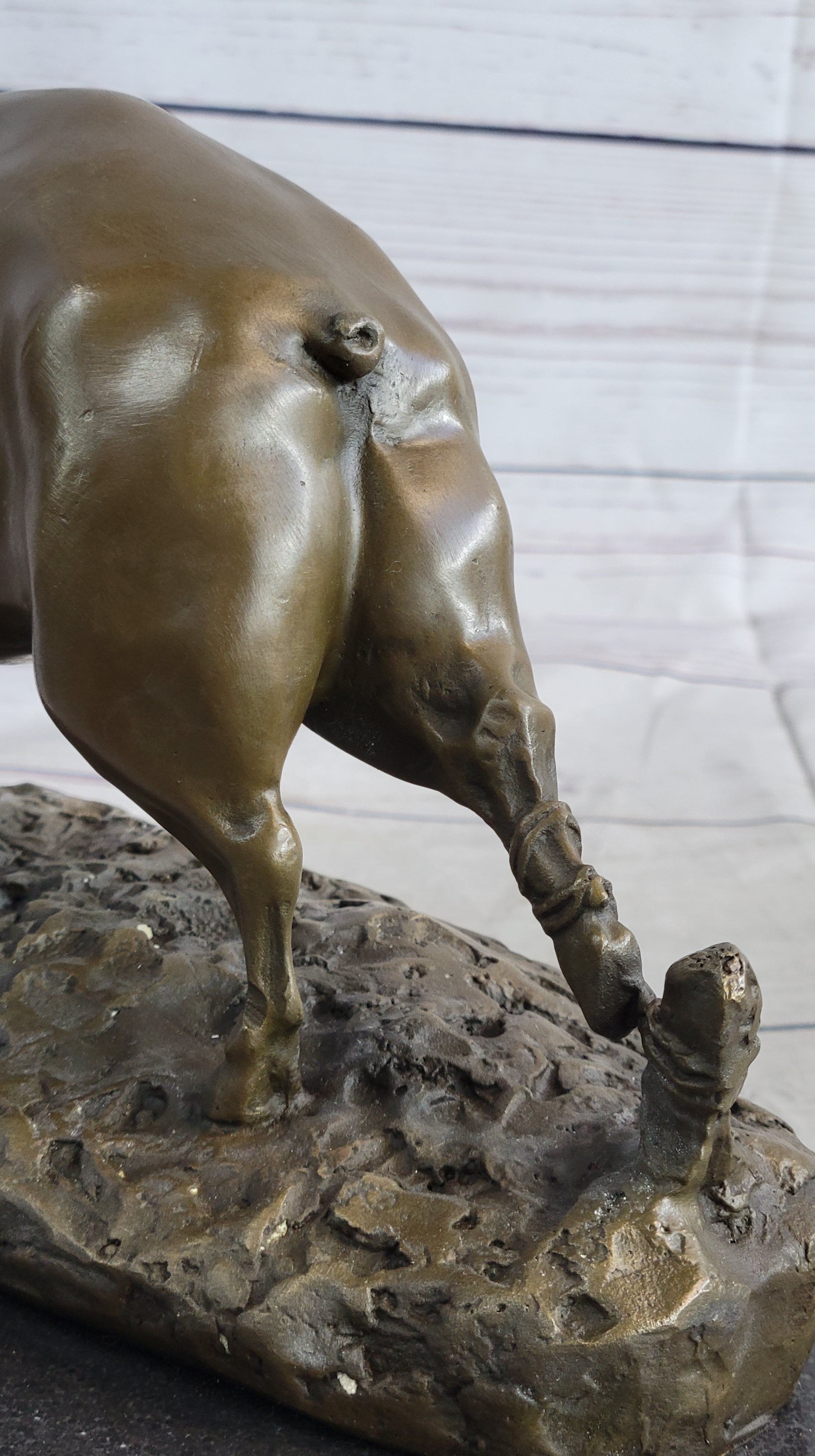 Cute Pig Hog Farm Animal Bronze Metal Sculpture Signed Art