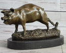 Cute Pig Hog Farm Animal Bronze Metal Sculpture Signed Art