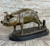 Signed Wild Pig Bronze Sculpture Art Deco