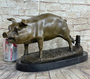 Signed Wild Pig Bronze Sculpture Art Deco