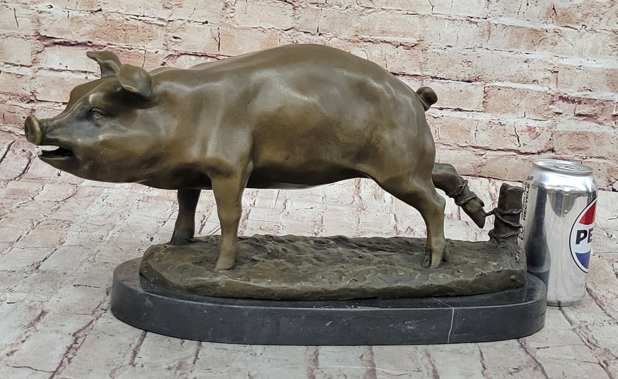 Signed Wild Pig Bronze Sculpture Art Deco