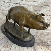 Signed Wild Pig Bronze Sculpture Art Deco